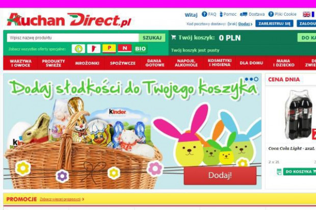 AuchanDirect.pl - strona główna sklepu internetowego Auchan chce sprzedawać więcej warzyw i owoców przez internet