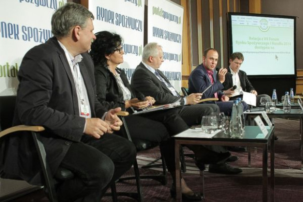 Od lewej: Tomasz Łączyński, prezes ZM Pekpol Ostrołęka; Halina Osińska, dyrektor generalny Pini Polonia; Jerzy Wierzbicki, prezes PZPBM; Krzysztof Woźnica, prezes zarządu Zakładów Mięsnych Silesia; Łukasz Rawa, dziennikarz portalspozywczy.pl VII FRSiH: W branży mięsnej trzeba mieć determinację