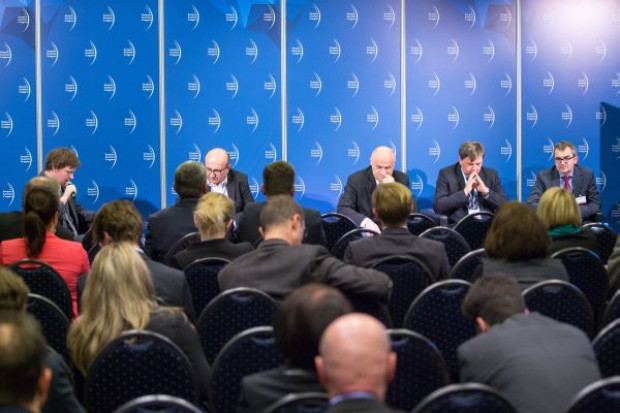 Od lewej: Łukasz Rawa, redaktor magazynu Rynek Spożywczy; Andrzej Gantner, dyrektor generalny, członek zarządu Polskiej Federacji Producentów Żywności; Marek Moczulski, prezes zarządu spółki Bakalland; Mariusz Popek, prezes zarządu ZPC Otmuchów; Józef Rolnik, prezes zarządu spółki Rolnik (fot. PTWP) EEC2015: Przemysł spożywczy odzyskał apetyt na inwestycje - relacja