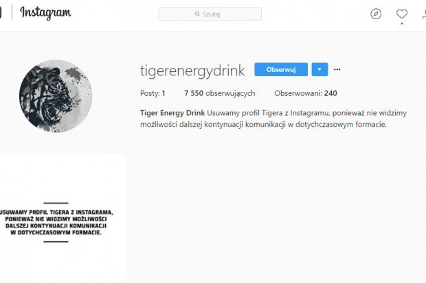 fot. Instagram Tiger: Nie widzimy możliwości kontynuowania komunikacji w dotychczasowym formacie