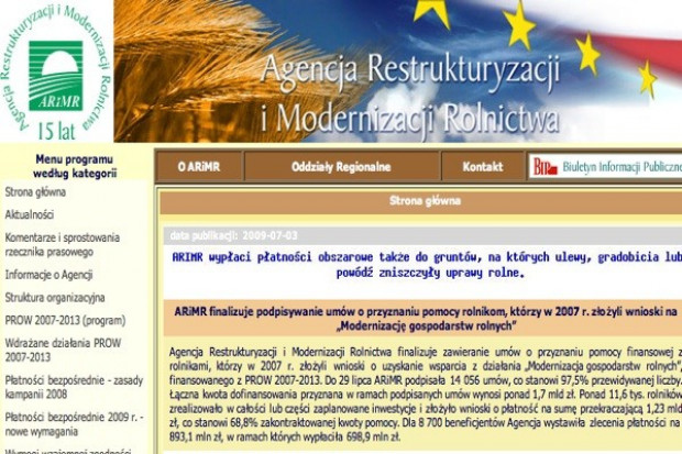 ARiMR: pieniądze dla firm rolno-spożywczych