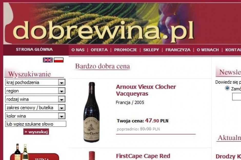 Dobrewina.pl ma ambitne plany rozwoju Sieć dobrewina.pl otworzy w tym roku jeszcze 5-6 sklepów
