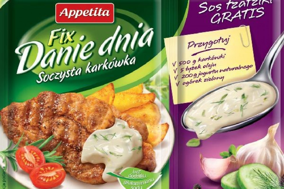Appetita wprowadza nową linię fixów: Danie dnia Soczysta karkówka z sosem tzatziki, Danie dnia Gyros z sosem czosnkowym, Danie dnia Kebab z sosem paprykowym oraz Danie dnia Pieczone ziemniaki z sosem cebulowym Appetita wchodzi w nową kategorię produktów