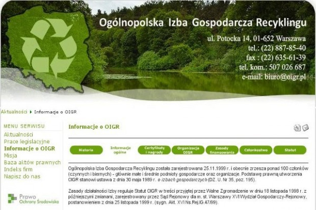 Prezes OIGR: Problemem recyklingu jest słabe prawo