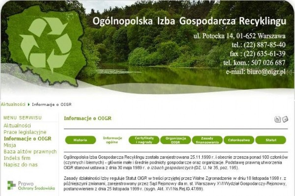 Prezes OIGR: Problemem recyklingu jest słabe prawo