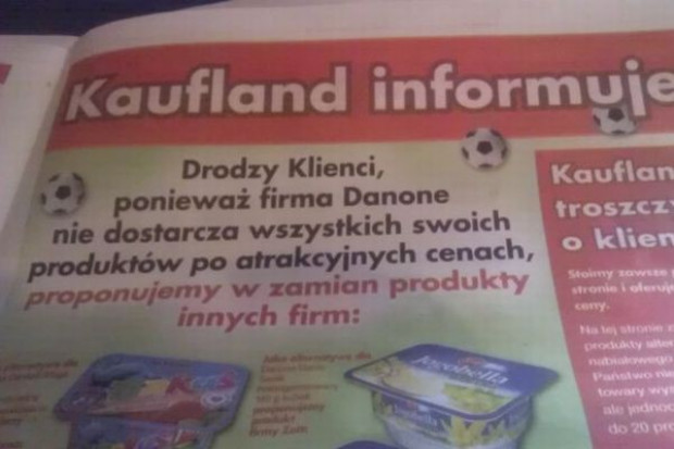Kaufland rezygnuje ze współpracy z Danone. Promuje inne marki