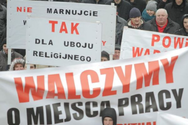 20 marca przeciwko zakazowi protestowało ponad 2 tys. osób, głównie hodowców i pracowników zakładów mięsnych (fot. Paweł Pawłowski, zelaznastudio.pl) Prace legislacyjne nad projektem legalizacji uboju rytualnego mogą się wydłużyć