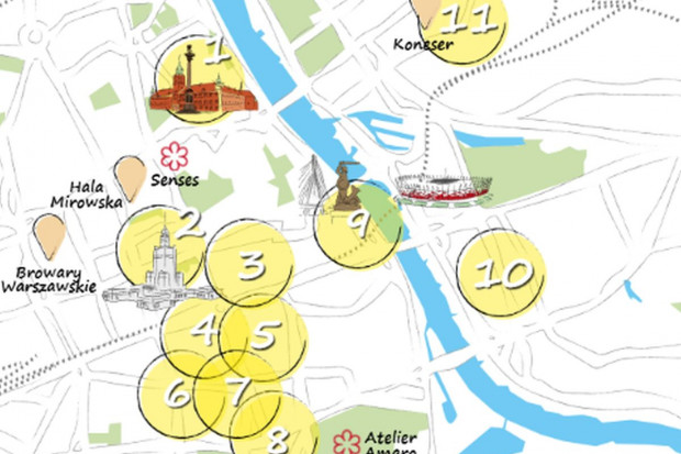 fot. Raport Knight Frank „Miejsca spotkań – kulinarna mapa Warszawy 2017” Kulinarna mapa Warszawy według Knight Frank