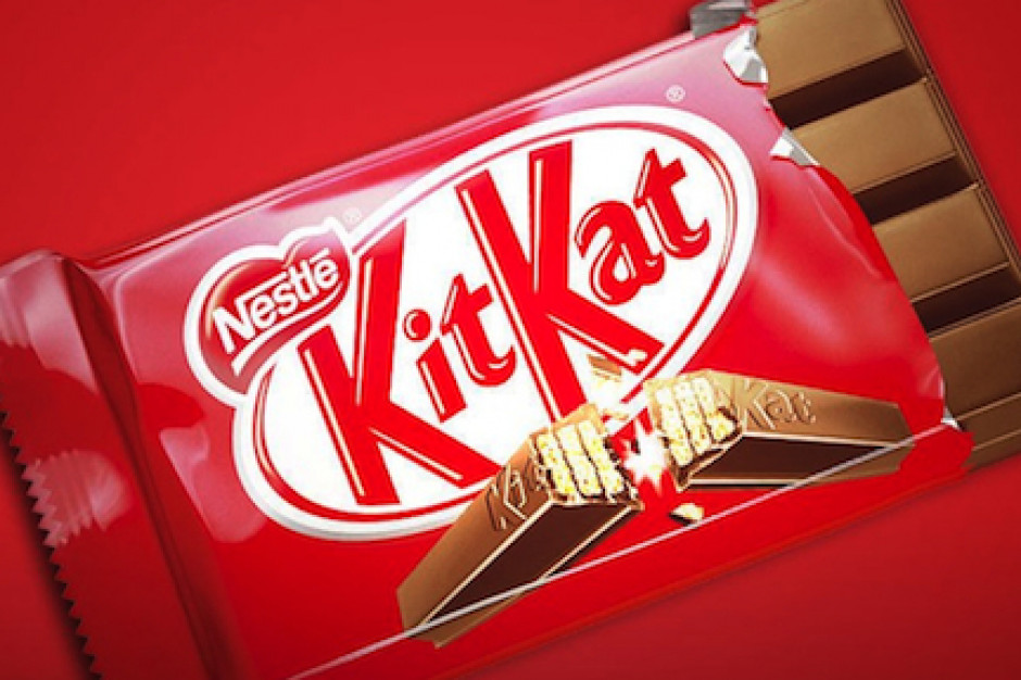 Реклама оригинального белого kitkat с изображением белой зебры