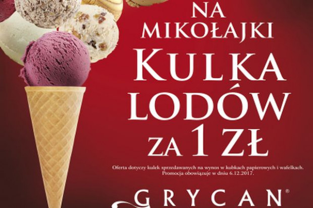 fot. materiały prasowe Mikołajkowa kulka lodów za 1 zł w lodziarnio-kawiarniach Grycan-Lody od pokoleń