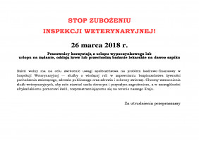fot. mat. pras. Pracownicy Inspekcji Weterynaryjnej biorą urlopy na żądanie