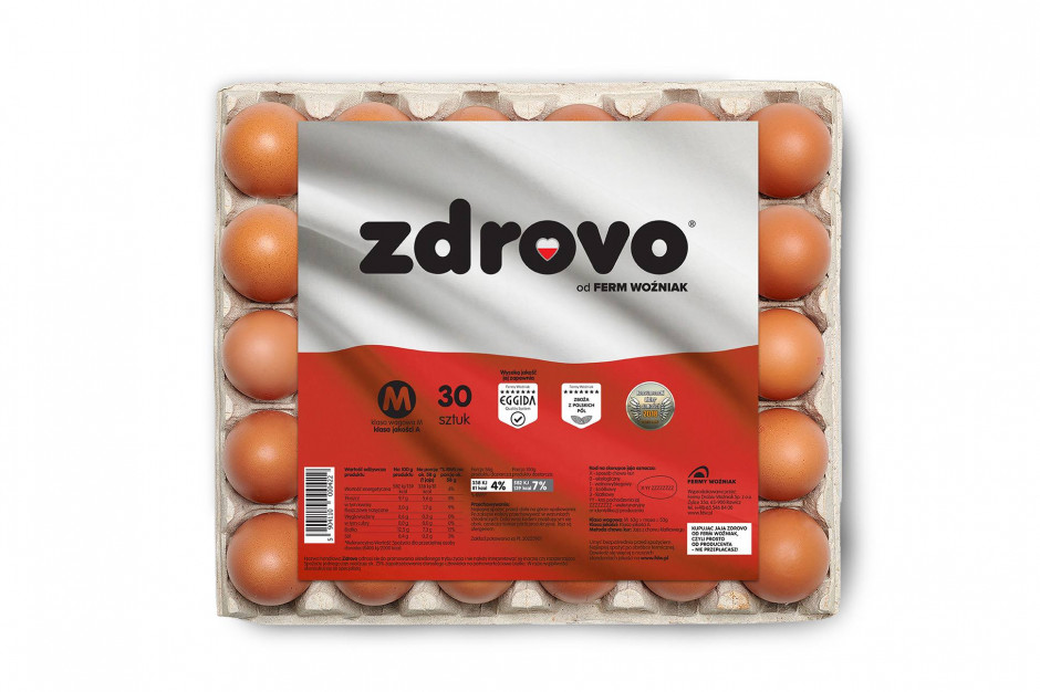 Fot. mat. pras. Jaja Zdrovo od Ferm Woźniak z okolicznościowym opakowaniem na 11 listopada