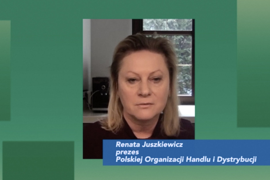 Renata Juszkiewicz, prezes Polskiej Organizacji Handlu i Dystrybucji. Fot. PTWP Prezes POHiD: Limity klientów i zapewnienie rękawiczek to ogromne wyzwanie dla sieci handlowych (wideo)