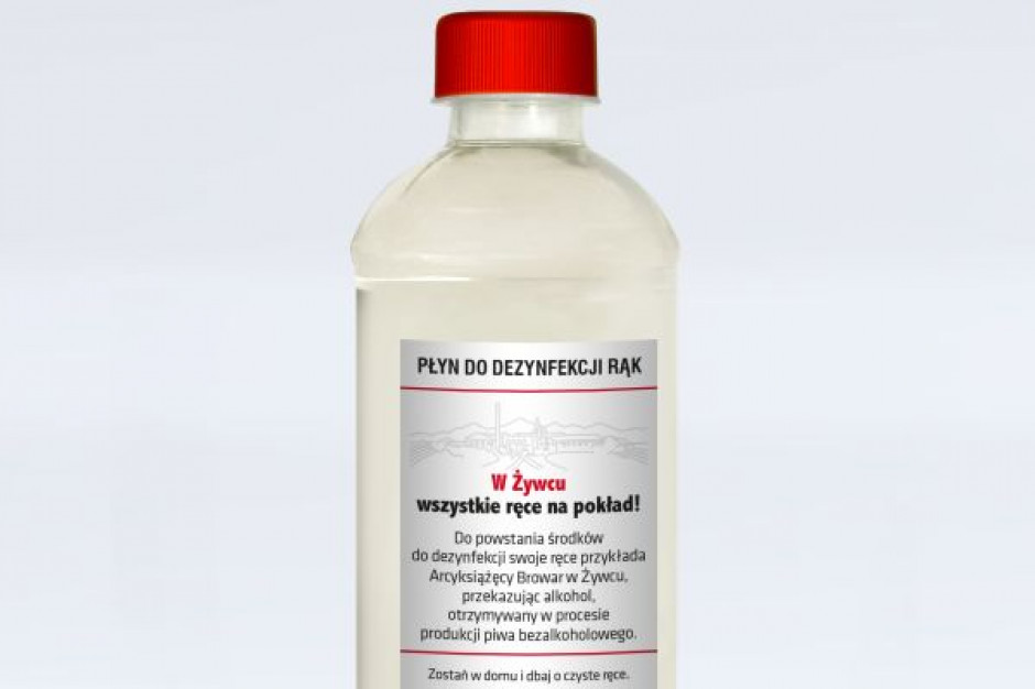 Darmowy płyn trafi w kwietniu do każdego mieszkania w Żywcu. fot. materiały prasowe Browar w Żywcu przekaże płyn do dezynfekcji rąk dla mieszkańców miasta