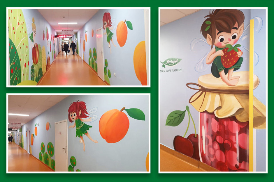 „Herbapol-Lublin” S.A., jeden z największych polskich producentów herbat i syropów owocowych, sfinansował mural w Szpitalu Dziecięcym im. prof. dr med. Jana Bogdanowicza przy ul. Niekłańskiej w Warszawie, fot. materiały prasowe „Herbapol-Lublin” S.A., sfinansował mural w szpitalu dziecięcym