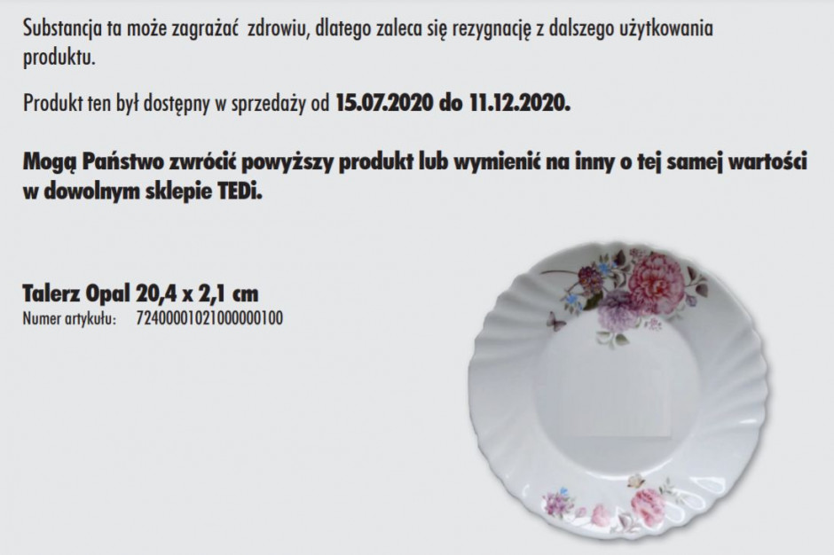 GIS ostrzega przed talerzami, z których do żywności migruje ołów