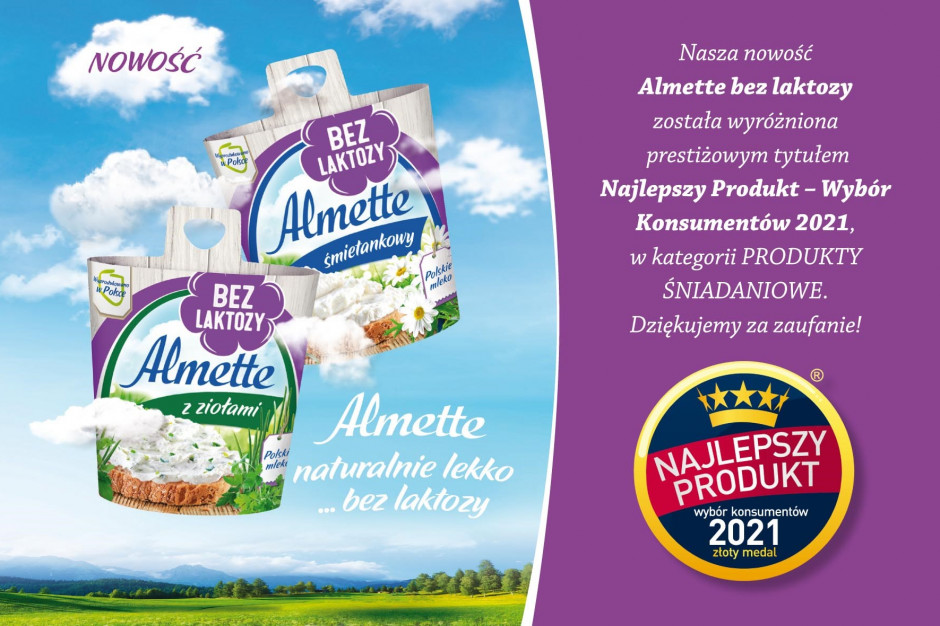 Almette bez laktozy Najlepszym Produktem 2021 Almette bez laktozy Najlepszym Produktem 2021
