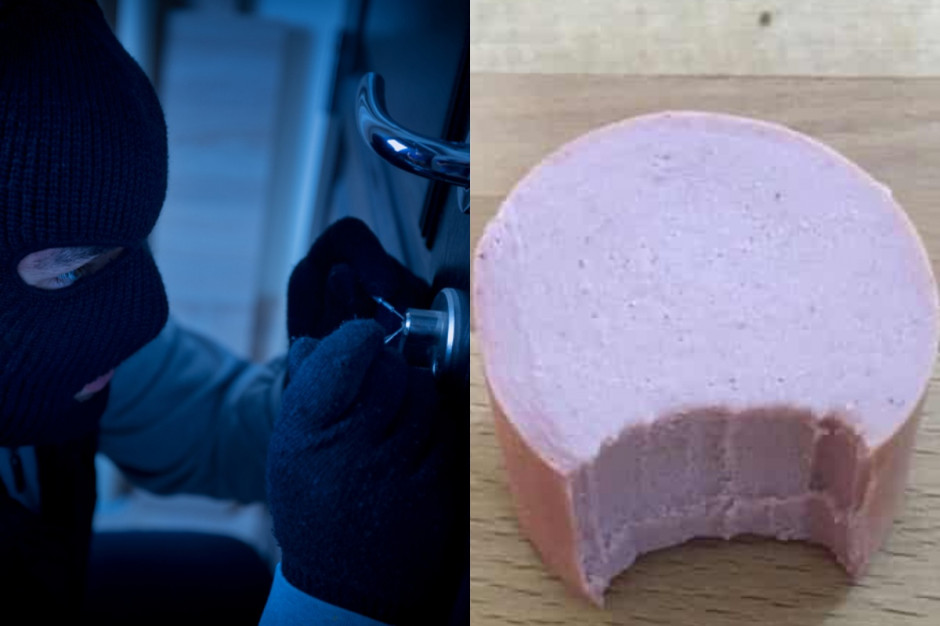 Ugryziony kawałek kiełbasy, będący dowodem w sprawie włamania z 2012 roku, fot. Nordrhein-Westfalen Polizei. Niemcy: Policja znalazła włamywacza dzięki DNA z kiełbasy