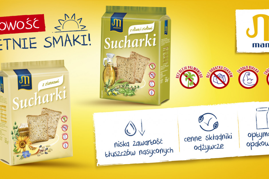 Nowe sucharki z ziarnami oraz z oliwą i ziołami Nowe sucharki z ziarnami oraz z oliwą i ziołami