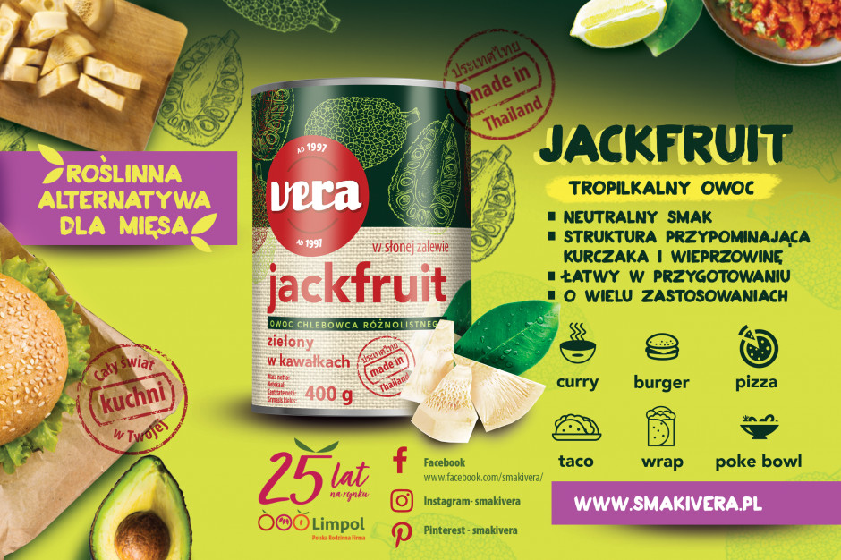 Jackfruit zielony w zalewie marki VERA - roślinna alternatywa dla mięsa
